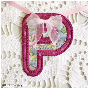 Machine embroidery design banner letter P