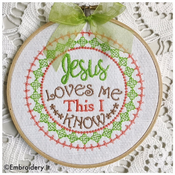 Jesus loves me machine embroidery pattern