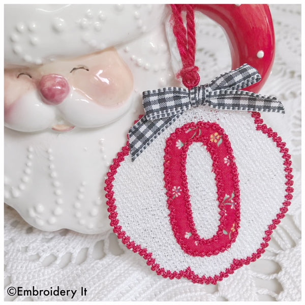 Free standing lace Christmas monogram ornament