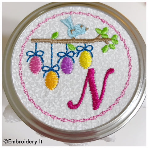 machine embroidery mason jar Easter alphabet