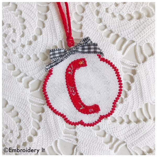 Free Standing Lace monogram letter C with applique