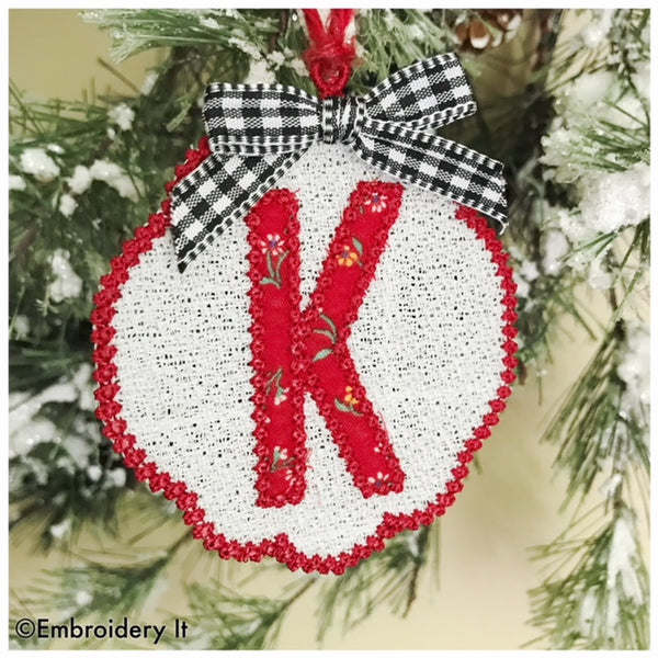 Letter K Freestanding Lace machine embroidery design
