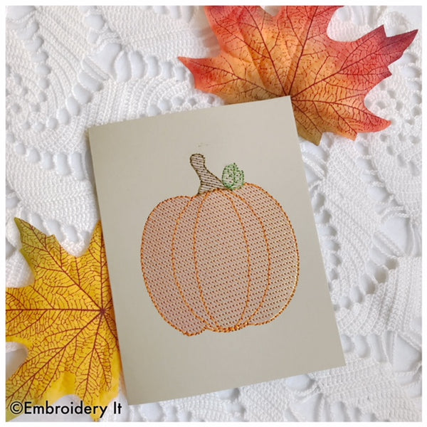 Halloween pumpkin machine embroidery card with mylar