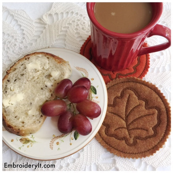 maple leaf coaster in the hoop design