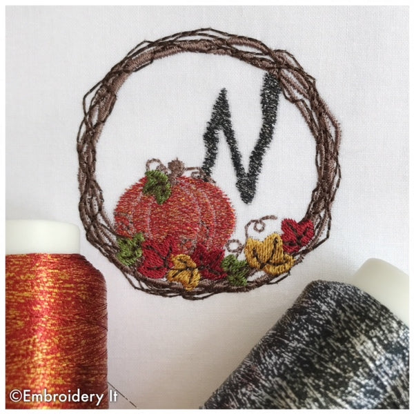 machine embroidery mason jar pumpkin alphabet