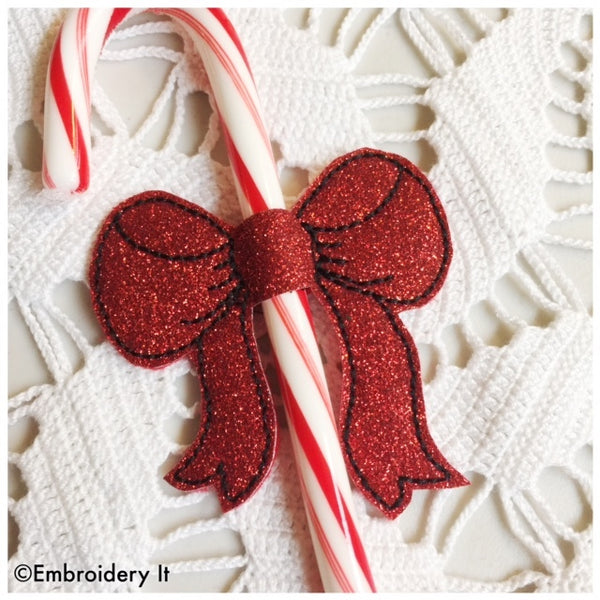in the hoop machine embroidery candy cane bow slider
