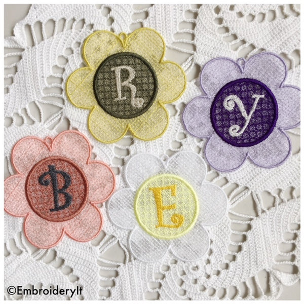 In the hoop machine embroidery flower alphabet set