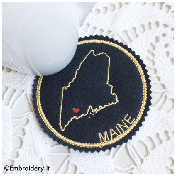 Machine embroidery Maine coaster