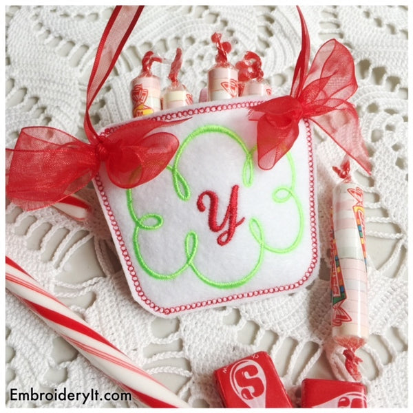In the hoop machine embroidery candy holder basket design