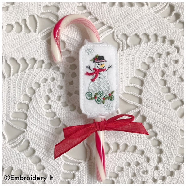 candy cane holder, snowman machine embroidery design