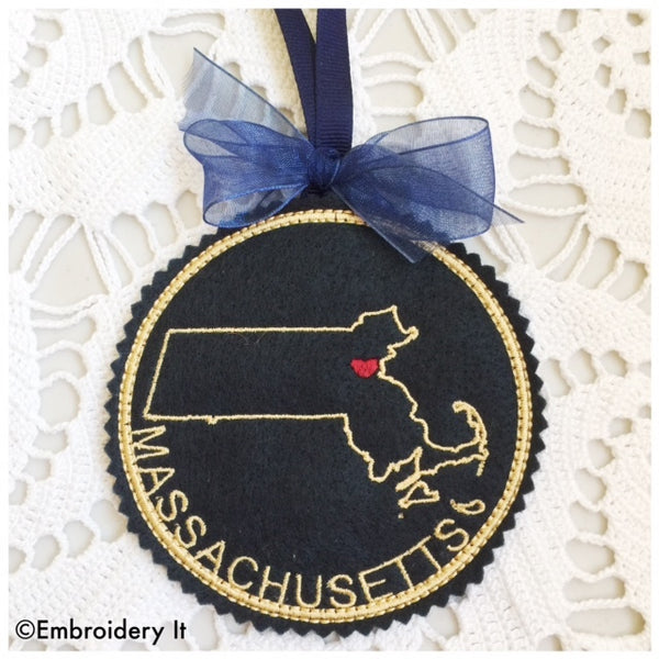 machine embroidery Massachusetts ornament