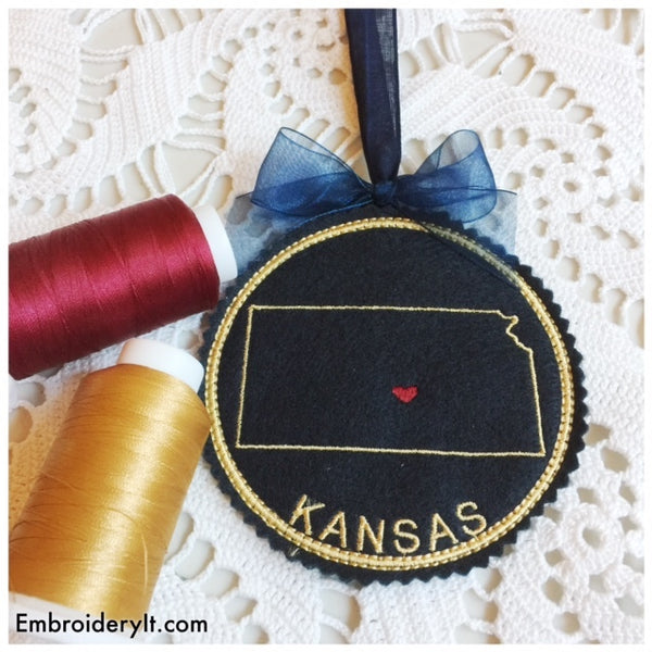 Machine embroidery Kansas ornament