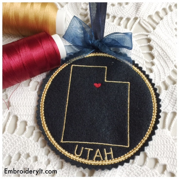 Utah in the hoop machine embroidery design