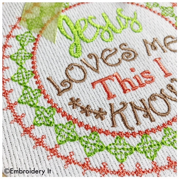 Jesus loves me machine embroidery design