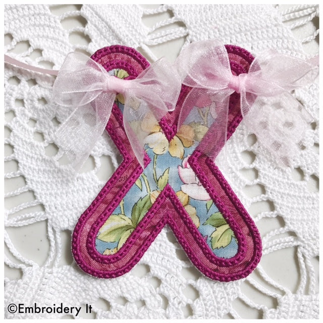Machine embroidery banner letters