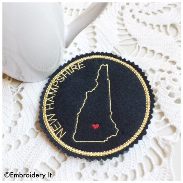 Machine embroidery New Hampshire coaster