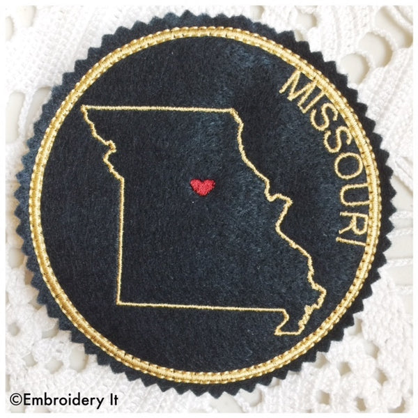 Machine embroidery Missouri coaster