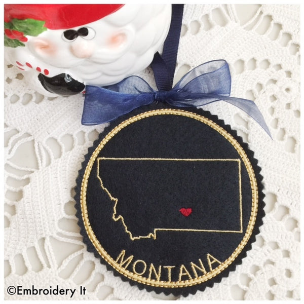 In the hoop Montana ornament