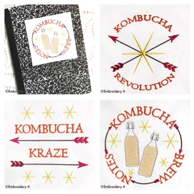 Machine embroidery Kombucha design