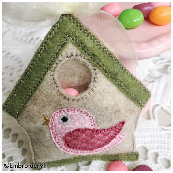 birdhouse candy holder machine embroidery design