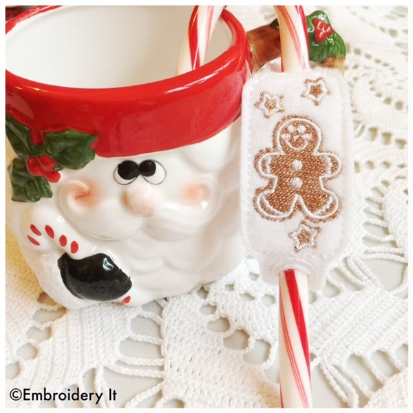 machine embroidery in the hoop gingerbread candy cane sliders