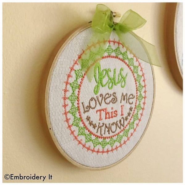 Machine embroidery Jesus loves me pattern