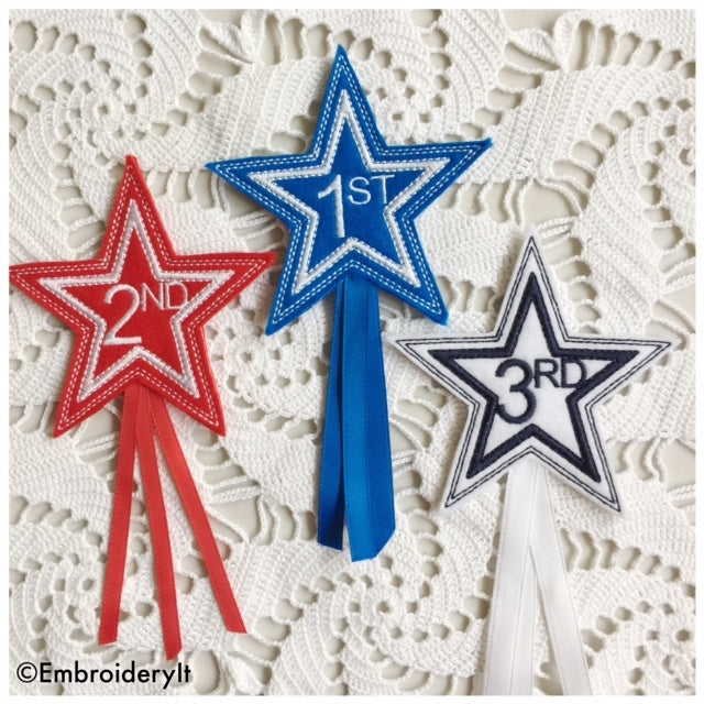 machine embroidery star alphabet and award set