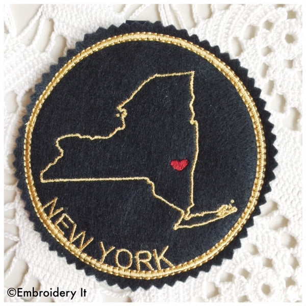 Machine Embroidery New York in the hoop coaster design