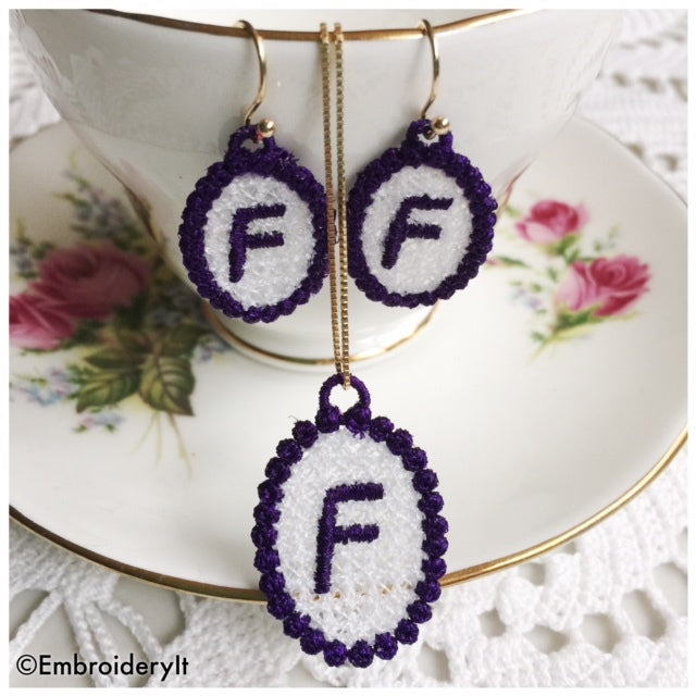 FSL necklace and earrings machine embroidery designs