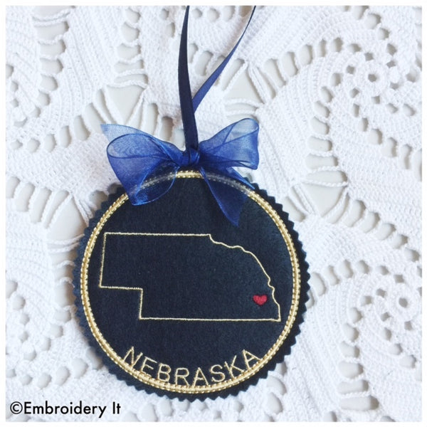 Machine embroidery Nebraska ornament
