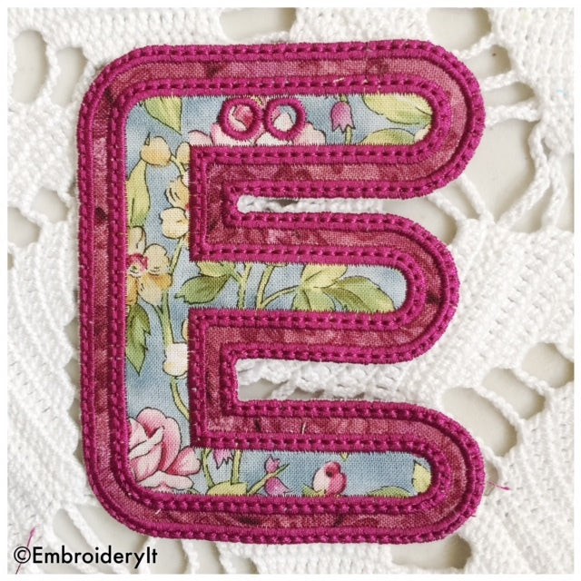 machine embroidery design letter E banner