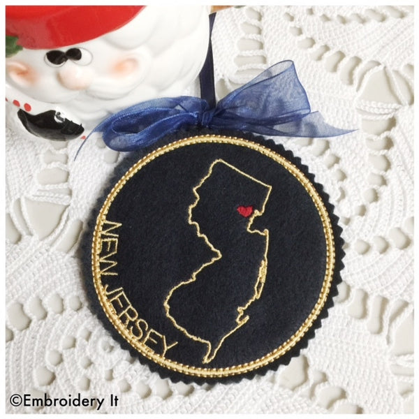 Machine embroidery New Jersey Christmas ornament