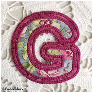 Double applique banner letter G for machine embroidery