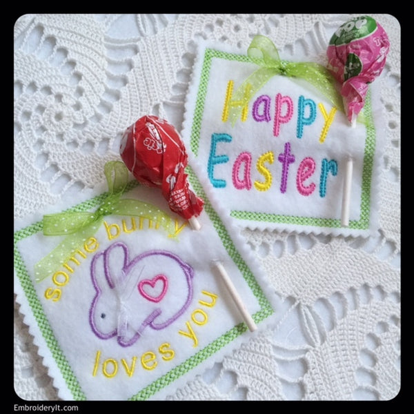 machine embroidery Easter sucker holders