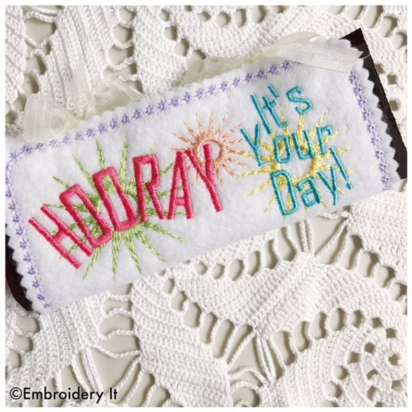 Birthday candy wrapper set for machine embroidery