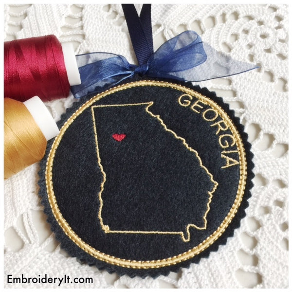 Machine embroidery Georgia ornament