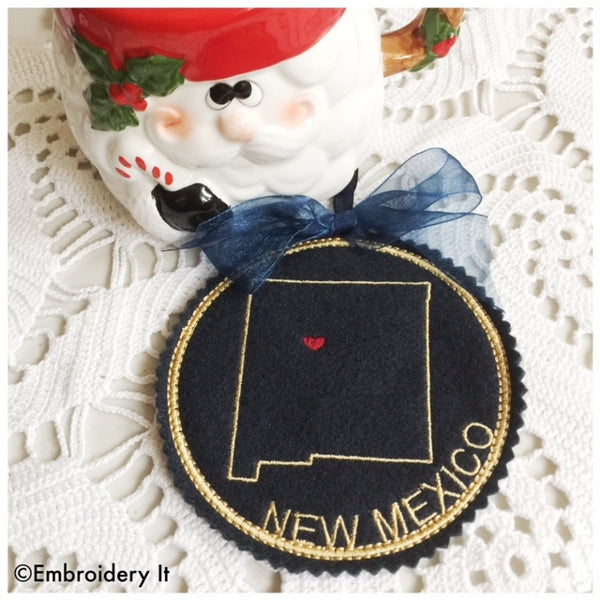 Machine Embroidery In the hoop Christmas ornament New Mexico