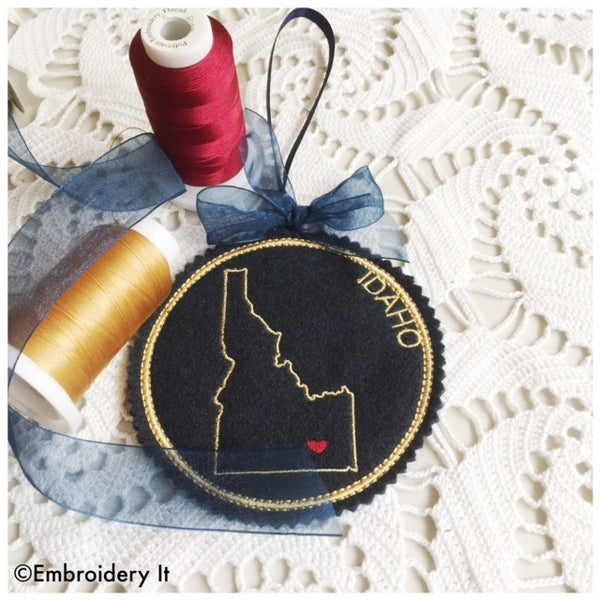 Machine embroidery Idaho ornament