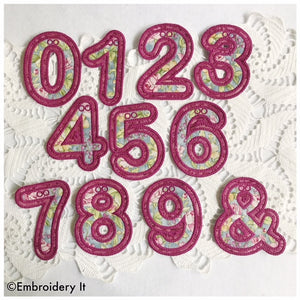 Machine embroidery applique in the hoop number set design
