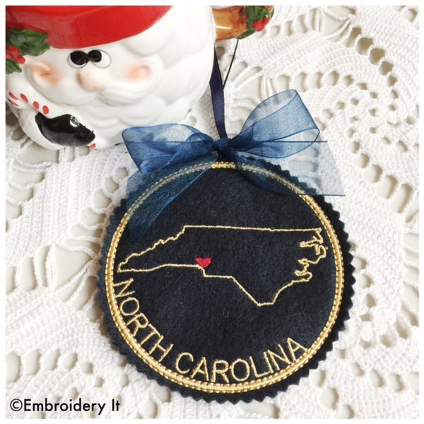 Machine embroidery North Carolina in the hoop pattern