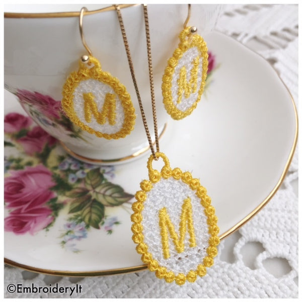 Machine Embroidery Alphabet Free Standing Lace Jewelry