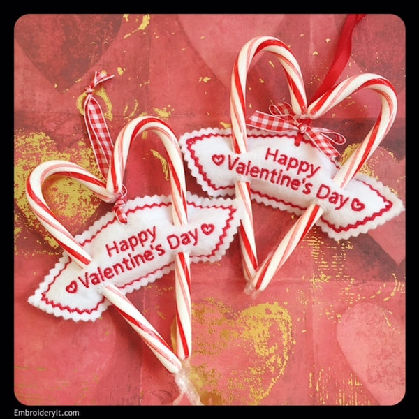 in the hoop valentine's day candy cane holder