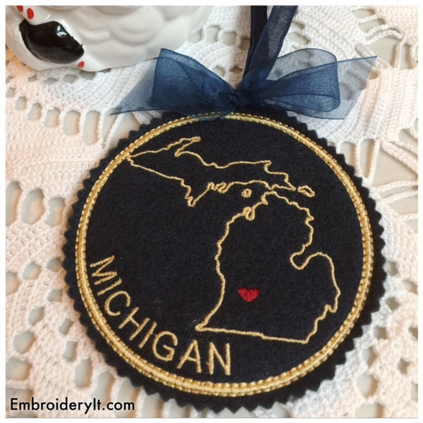 I heart Michigan embroidery design