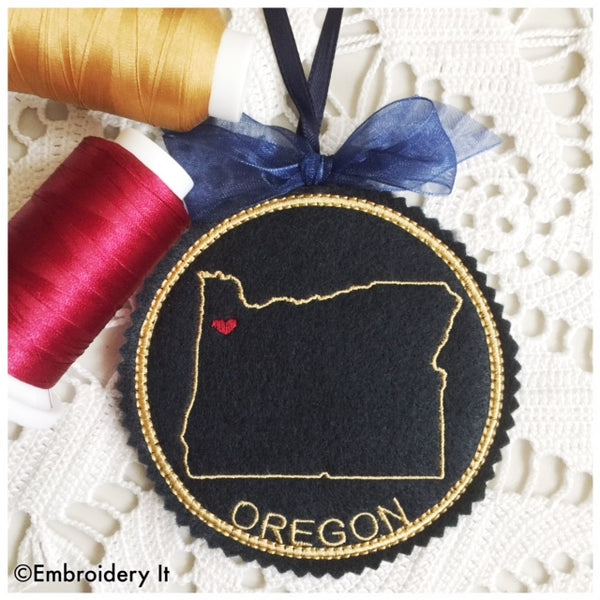 In the hoop Oregon Christmas Machine embroidery pattern