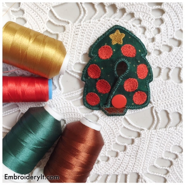 Christmas tree feeding tube in the hoop machine embroidery pattern