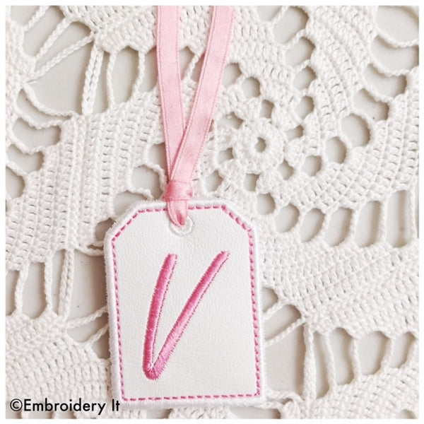 machine embroidery in the hoop tag