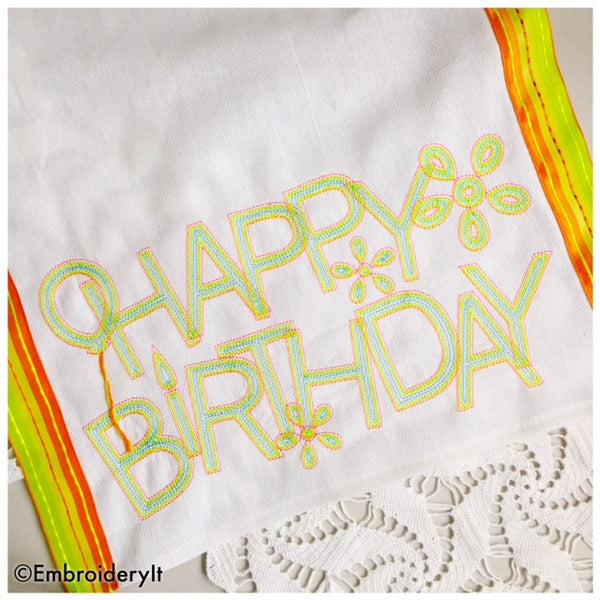 Machine embroidery birthday design set