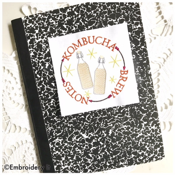 kombucha notebook machine embroidery design