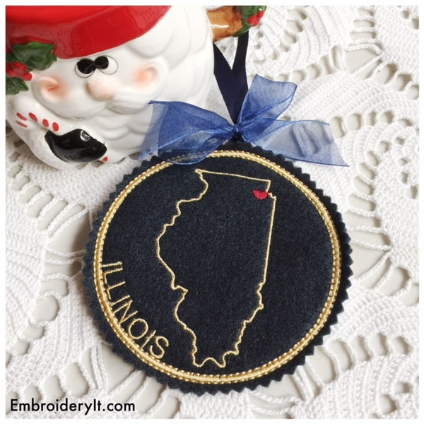 In the hoop Illinois ornament