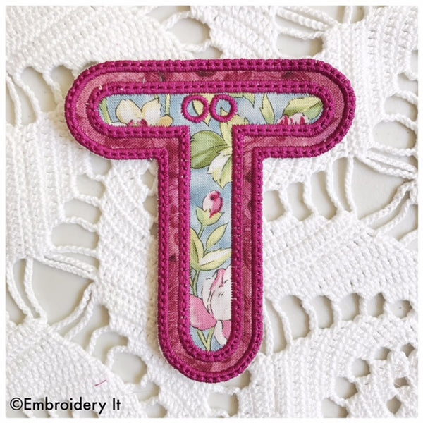 Banner letter T machine embroidery design